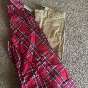 Boys Children’s Place Long Sleeve Button Down Plaid-New & Khaki Pants both SZ-14